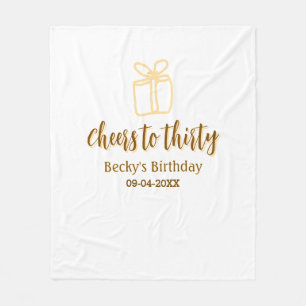 Cheers to thirty yellow brown birthday pastel gift fleece blanket