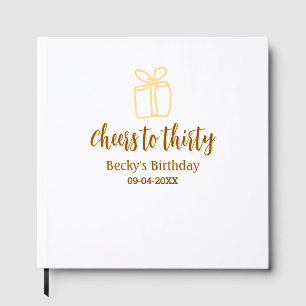 Cheers to thirty yellow brown birthday pastel gift guest book