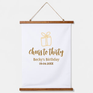 Cheers to thirty yellow brown birthday pastel gift hanging tapestry