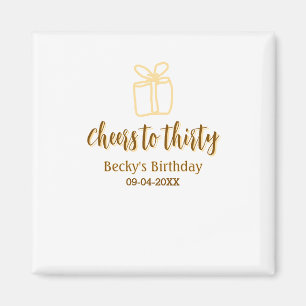 Cheers to thirty yellow brown birthday pastel gift magnet