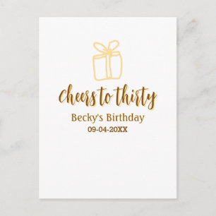 Cheers to thirty yellow brown birthday pastel gift postcard