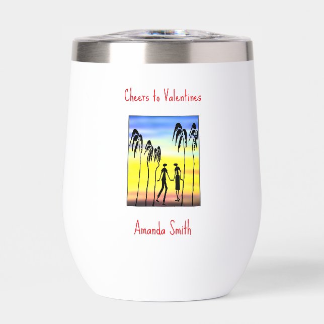 Cheers to Valentines, Lovers Silhouette (Front)