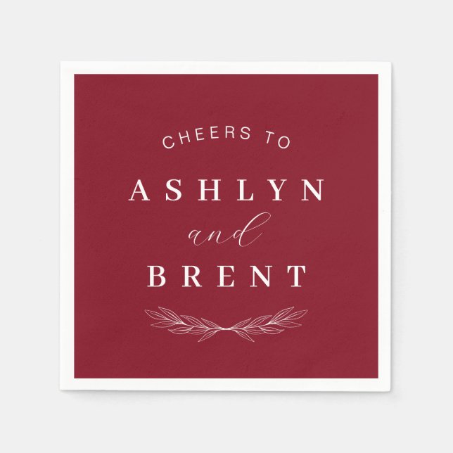 Cheers To Wine Red Wedding Cocktail Napkins (Front)
