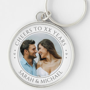 Cheers To X Years Custom Photo Anniversary  Key Ring