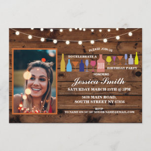 Cheers To Years Any Age Birthday Party Bar Drinks Invitation