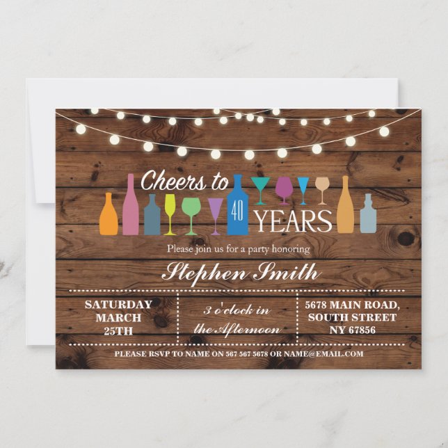 Cheers To Years Any Age Birthday Party Bar Invite (Front)