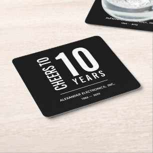 Cheers to Years in Business Anniversary Square Paper Coaster