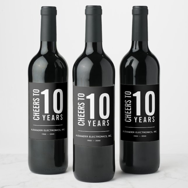Cheers to Years in Business Anniversary Wine Label (Bottles)