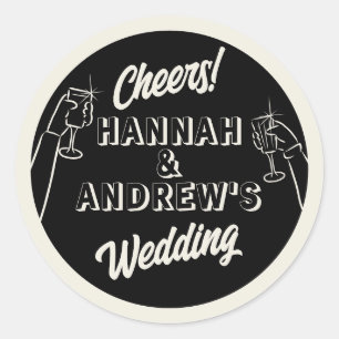 Cheers toast to the new couple classic round sticker