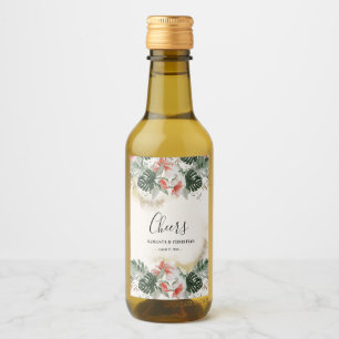 Cheers Tropical Palm Wedding Mini Wine Label