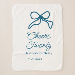 Cheers twenty blue birthday bow name date boho ret sherpa blanket