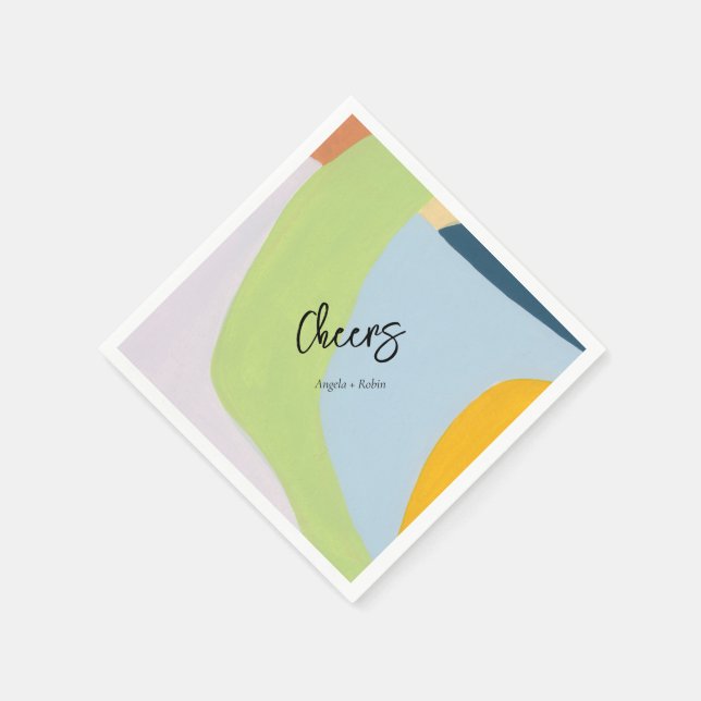 Cheers unique colour block abstract art text  napkin (Corner)