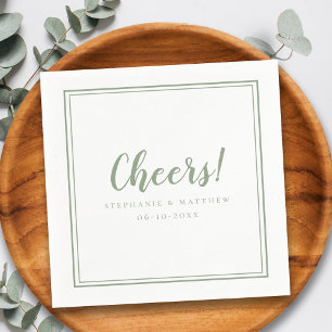 Cheers Wedding Celebrations Modern Sage Green Chic Napkin