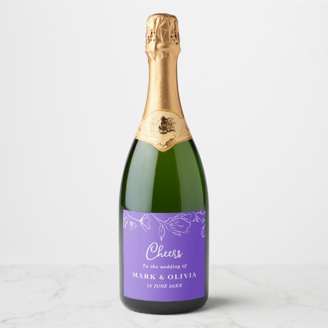Cheers Wedding Design – Custom Names & Time Sparkling Wine Label (Front)