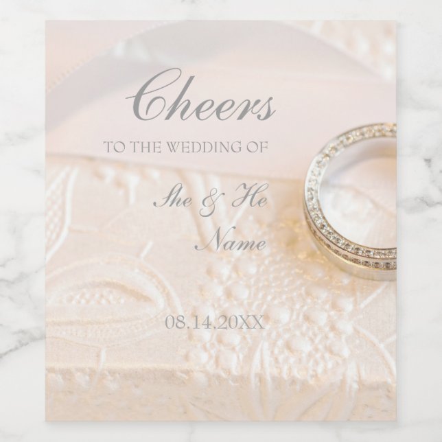 Cheers Wedding Diamonds Ring Jewellery Wine Label (Single Label)
