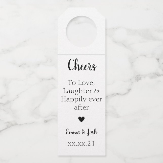 Cheers Wedding Drink Favour Bottle Tag (Front)
