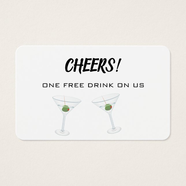 Cheers Wedding Drink On Us Voucher Ticket (Front)