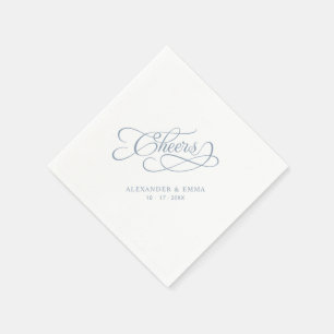 Cheers Wedding Dusty Blue Elegant Calligraphy Napkin