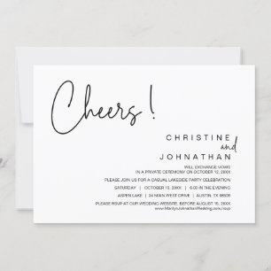 Cheers, Wedding Elopement Party, Dinner, Dancing Invitation