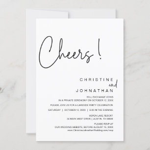 Cheers, Wedding Elopement Party, Dinner, Dancing Invitation