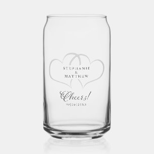 Cheers Wedding Engagement Hearts Names Date Custom Can Glass