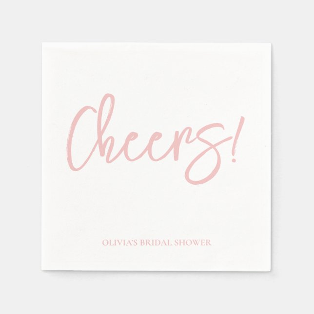 Cheers Wedding Napkins with Rustic Hand Lettering (Front)