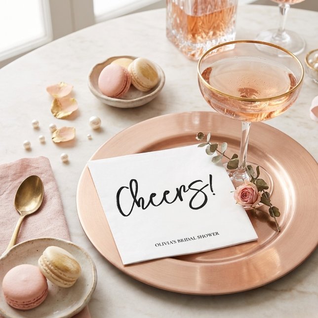 Cheers Wedding Napkins with Rustic Hand Lettering  (Creator Uploaded)