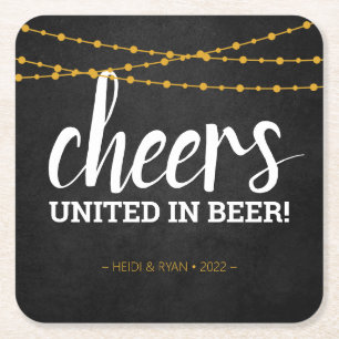 Cheers Wedding Shower Beer Drink Coaster Favour