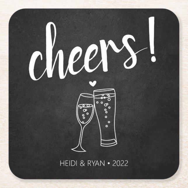 Cheers Wedding Shower Beer Drink Coaster Favour (Front)