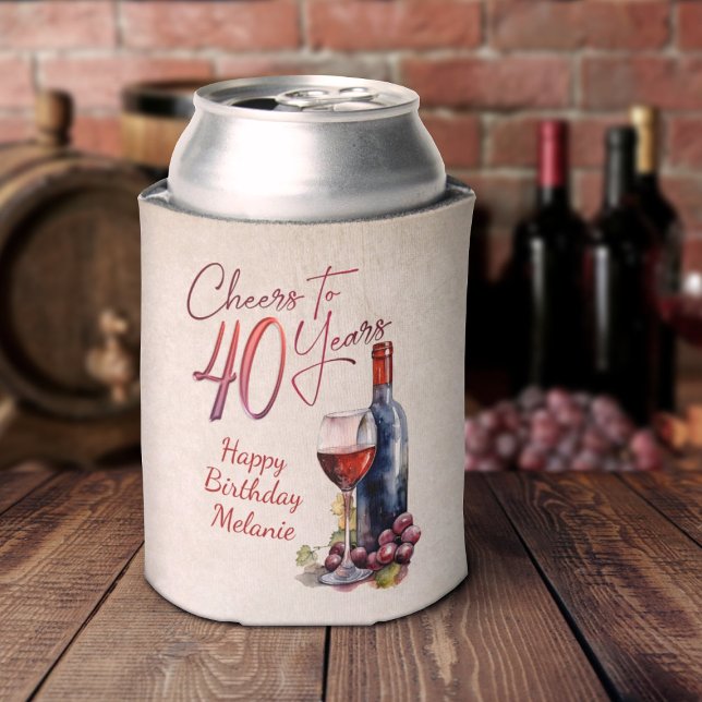 Cheers Wine 40th Birthday Can Cooler (Creator Uploaded)