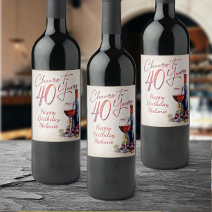 Cheers Wine 40th Birthday Wine Label