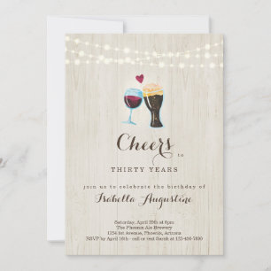 Cheers Wine & Beer Birthday Party  - Any Age Invitation
