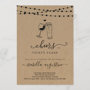Cheers Wine & Beer Birthday Party  - Any Age Invitation