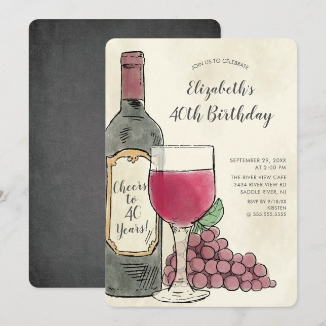 Cheers Wine Birthday Party invitation (Front/Back)