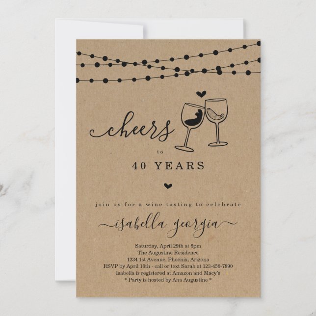 Cheers Wine Tasting Birthday Party - Any Age Invitation (Front)