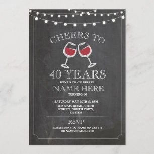 Cheers Wine Tasting Chalk Birthday Party Invite