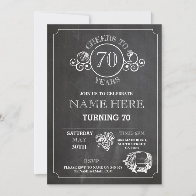 Cheers Wine Tasting Chalk Birthday Party Invite (Front)