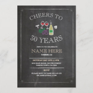 Cheers Wine Tasting Chalkboard Birthday Invitation