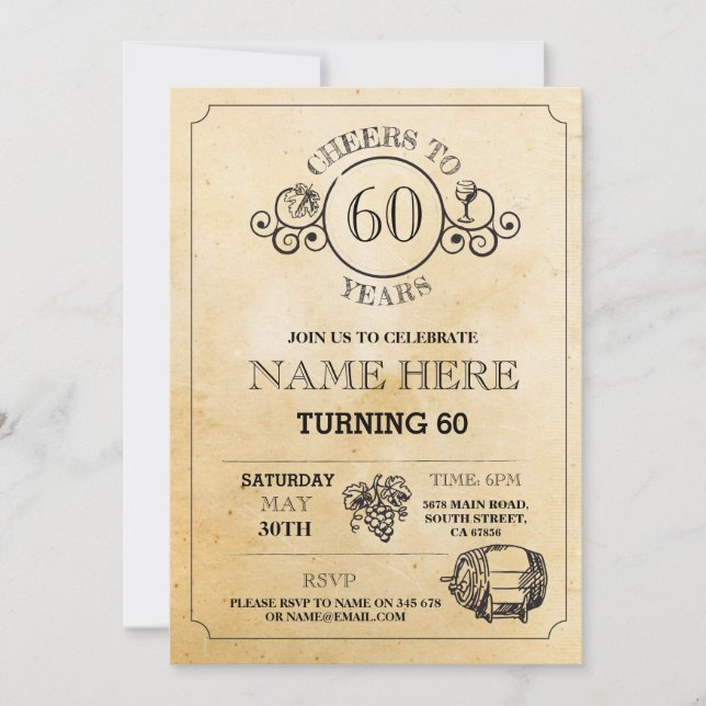 Cheers Wine Tasting Rustic Birthday Party Invite (Front)