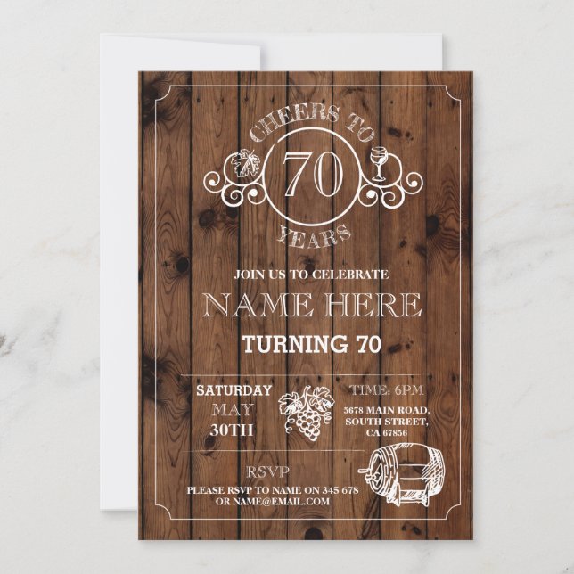 Cheers Wine Tasting Wood Birthday Party Invite (Front)