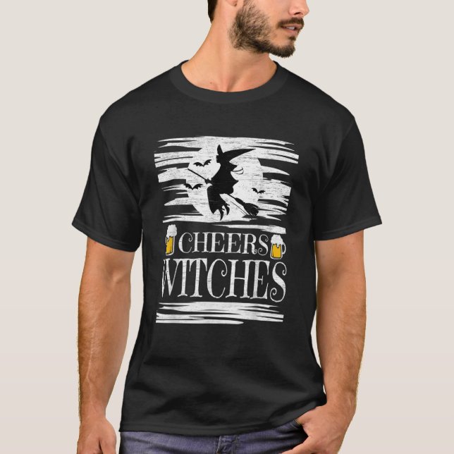 Cheers Witches Brew Beer Drinking Halloween Drunk  T-Shirt (Front)