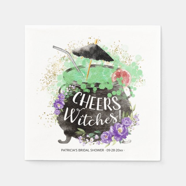 Cheers Witches Cocktail Halloween Bridal Shower Napkin (Front)