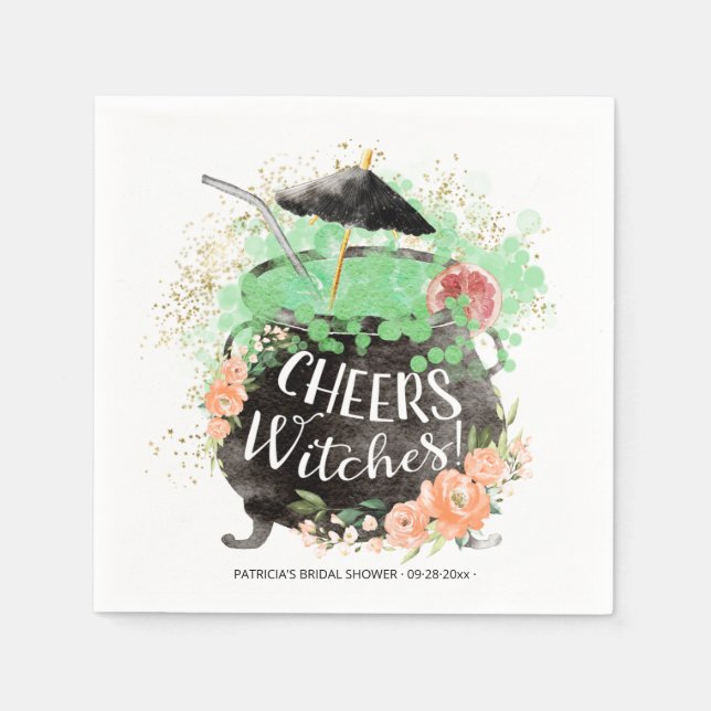 Cheers Witches Cocktail Halloween Bridal Shower Napkin (Front)