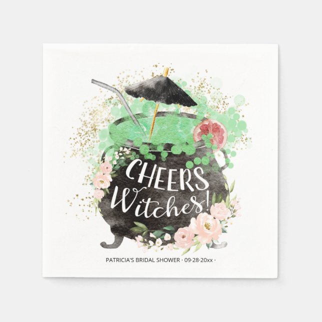Cheers Witches Cocktail Halloween Bridal Shower Napkin (Front)