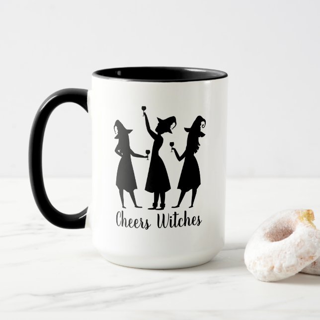 Cheers Witches Funny Halloween Mug (With Donut)