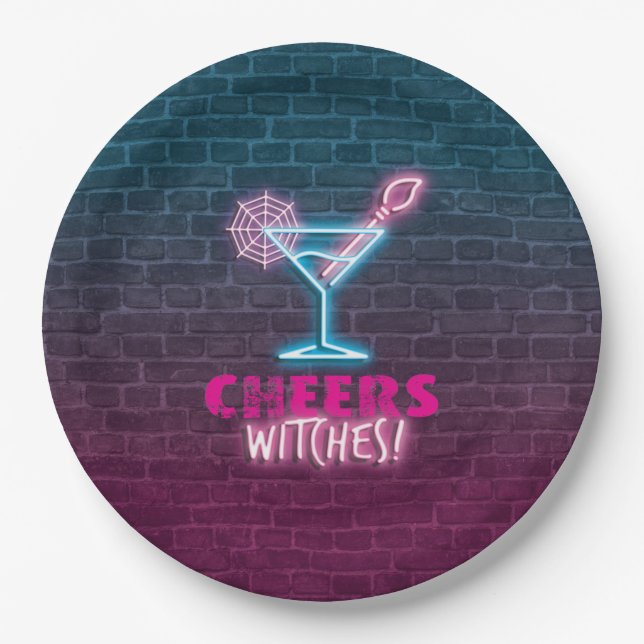 Cheers Witches Funny Halloween Paper Plate (Front)