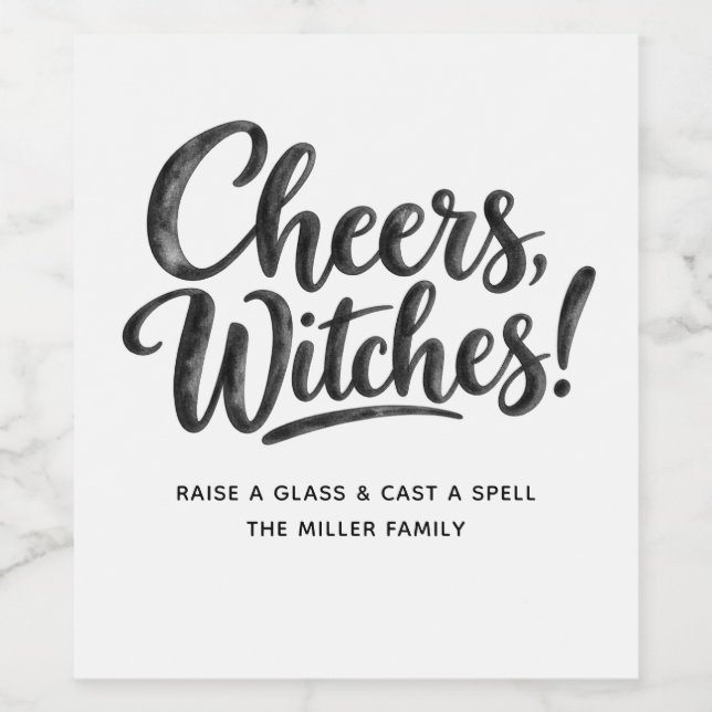 Cheers Witches | Funny Halloween Party Drinks Wine Label (Single Label)