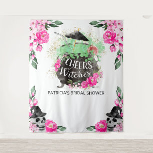 Cheers Witches Halloween Bridal Shower Backdrop Tapestry