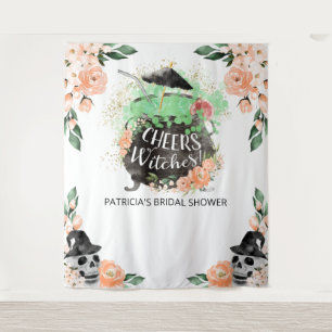Cheers Witches Halloween Bridal Shower Backdrop Tapestry