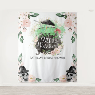 Cheers Witches Halloween Bridal Shower Backdrop Tapestry